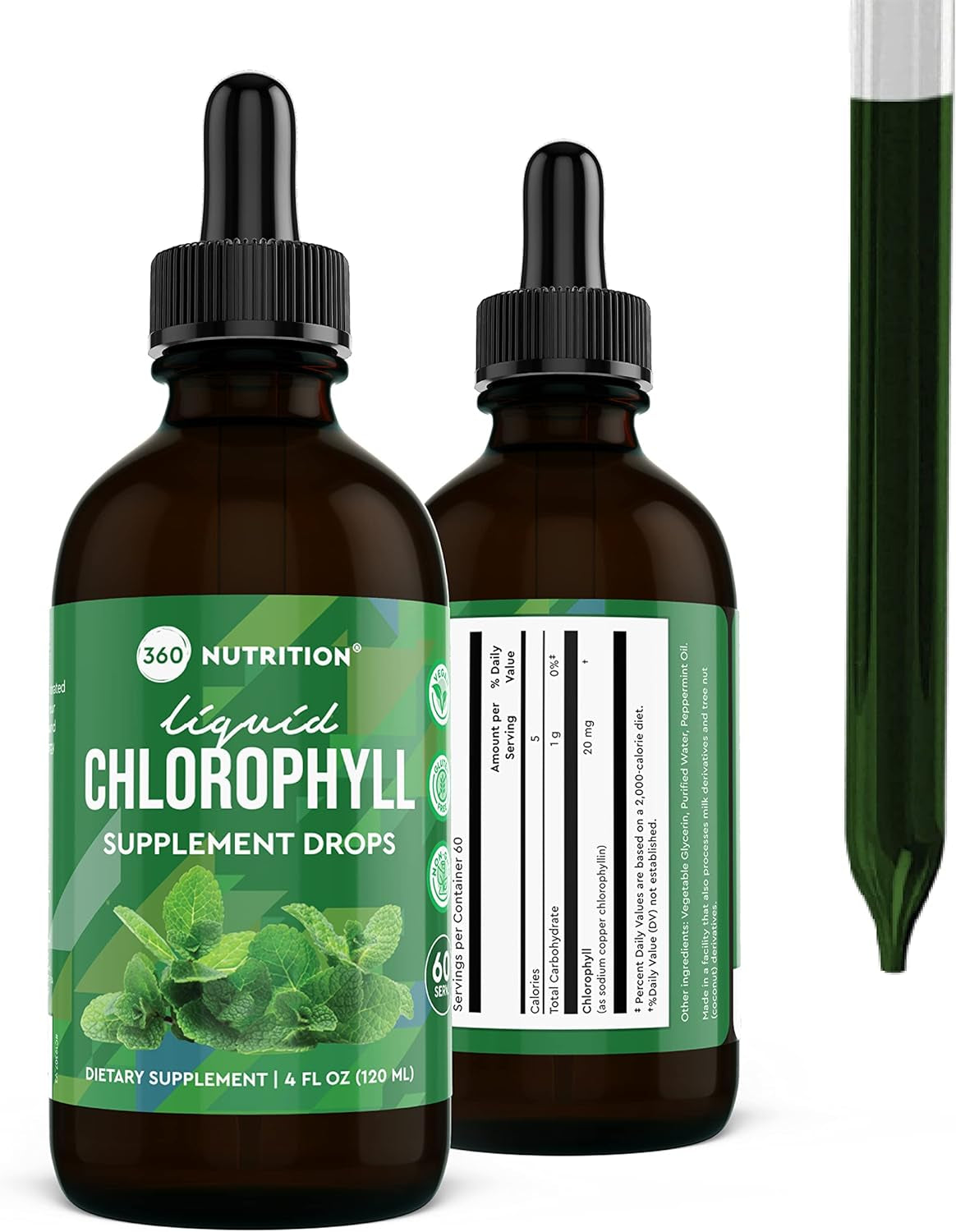 "Peppermint Infused Chlorophyll Drops: Internal Deodorant & Gut Health Support (2-Pack)"