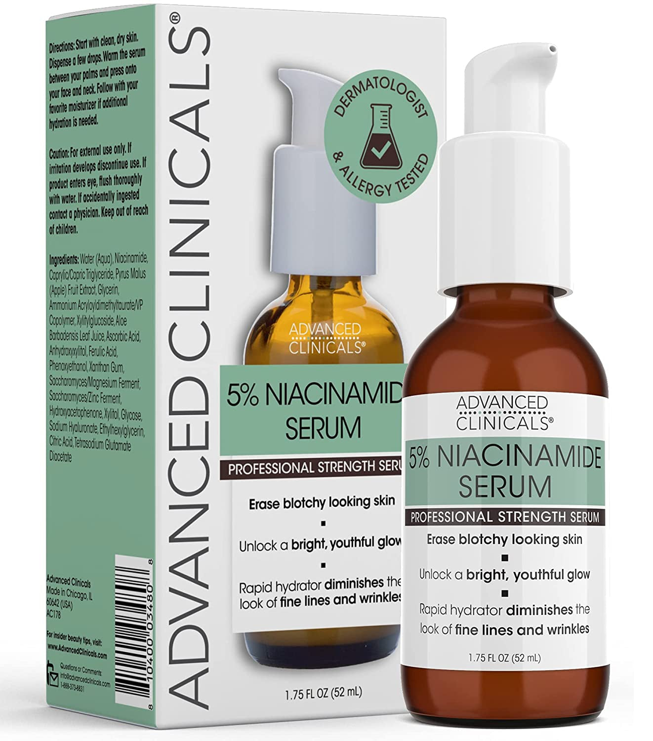 Niacinamide Serum with Hyaluronic Acid, Ferulic Acid, and Fruit Extracts - Dark Spot Remover - 1.75 Fl Oz