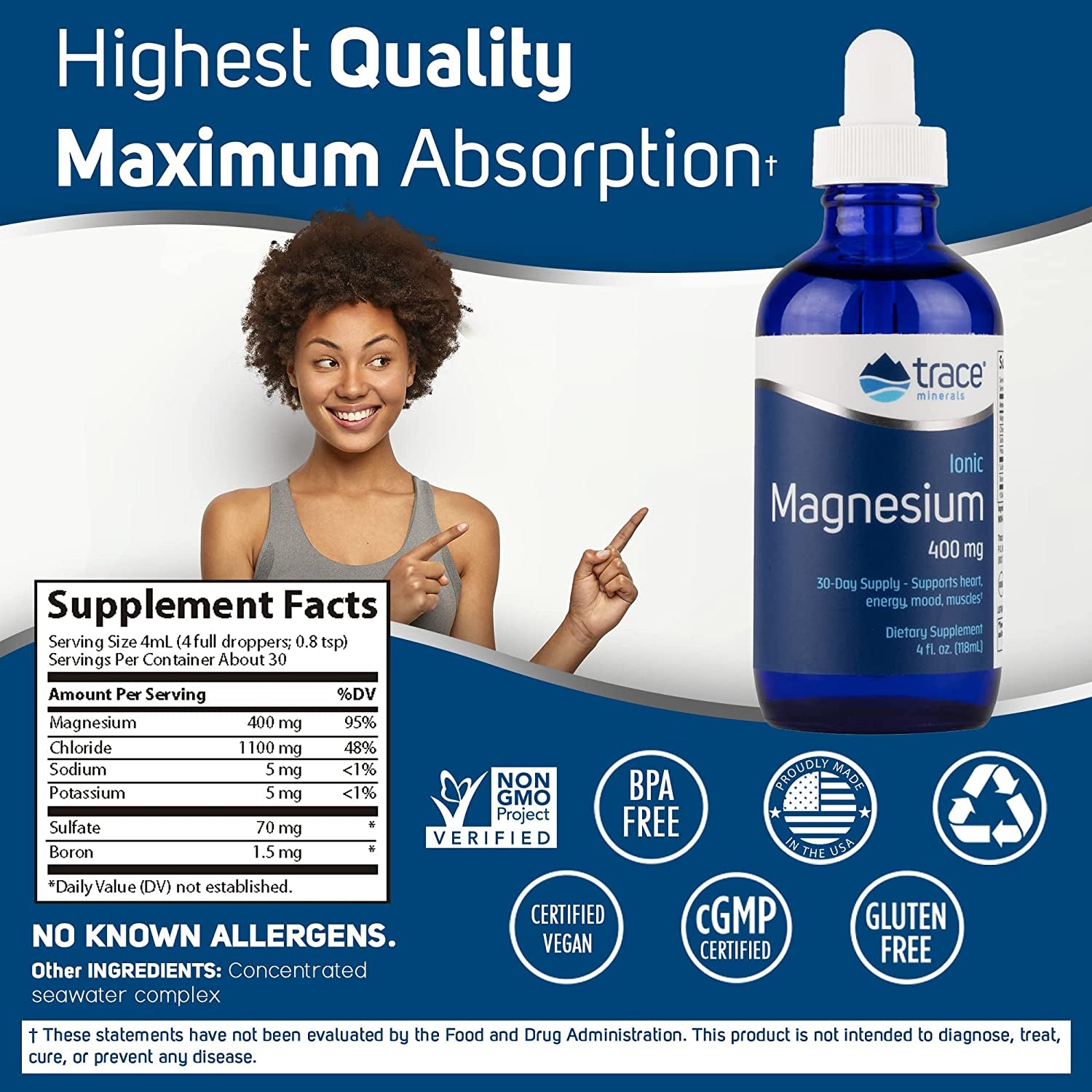 "Essential Ionic Magnesium Drops | Supports Vital Body Functions | 4 Fl Oz (32 Servings)"