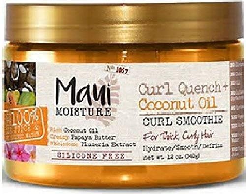 (Pack of 3) Maui Moisture Curl Quench Coconut Oil SHAMPOO x 385ml & Curl Quench CONDITIONER x 385ml & Curl Quench SMOOTHIE x 340g