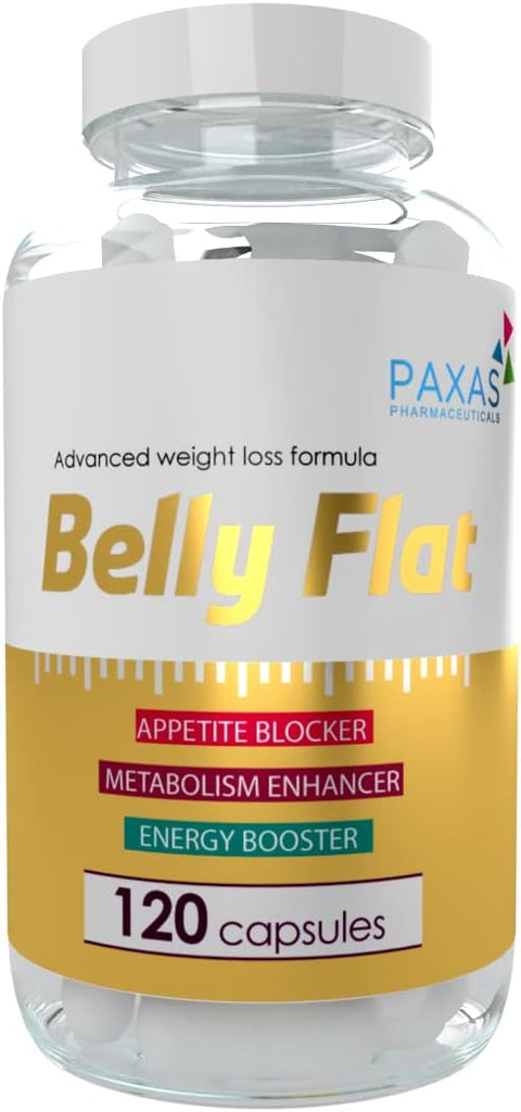 PAXAS Belly Flat I 120 Capsules I Weight Loss I Appetite Blocker I Metabolism-Energy Booster I Sugar Control I Glucomannan I Choline I Garconia Cambogia I...