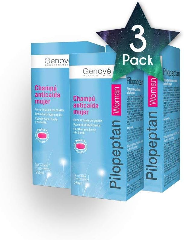 3 Pack Genové Pilopeptan for Woman 250ml - Extremlly Effective - Hair Regrowth Treatment - Anti-Hair Loss Shampoo - Rich In Nutrients - Spain