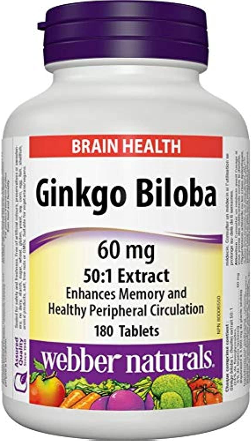 Webber Naturals Ginkgo Biloba,60mg - 90 Tablets