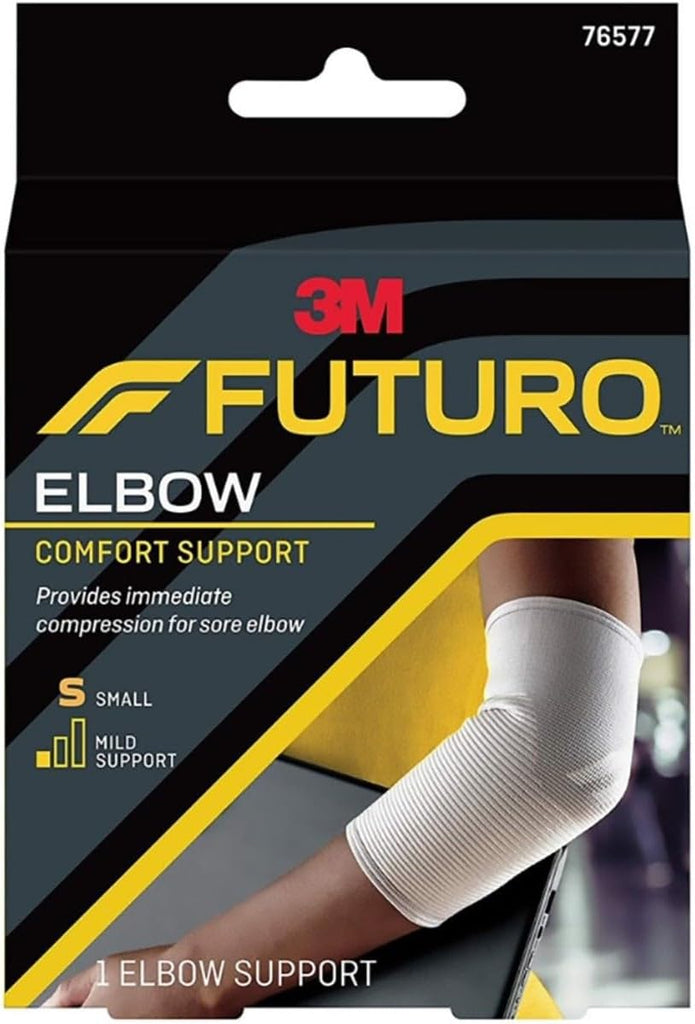 Futuro Comfort Elbow Support | Small size | Beige color | 76577ENR | Provides inmediate compression for sore elbow| Mild support | Elbow support | 1 Unit/pack