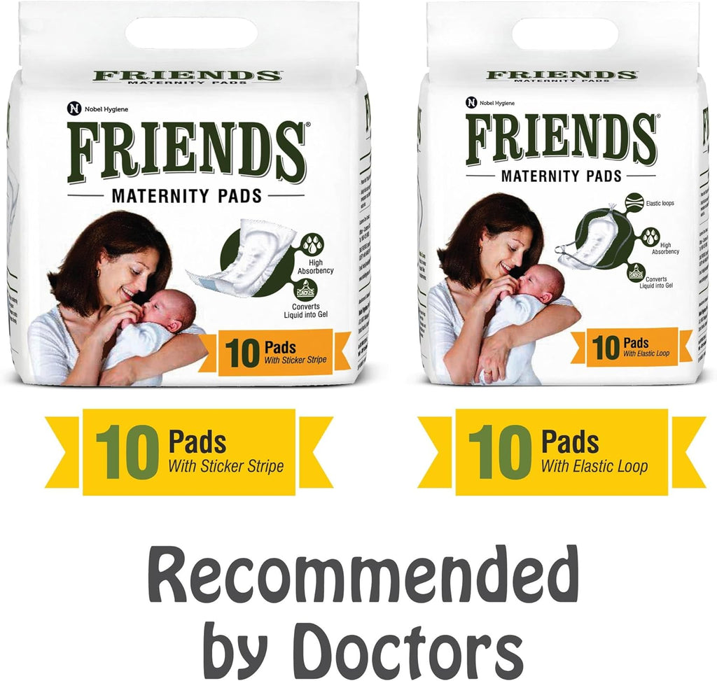 Friends Disposable Maternity Pads with Elastic Loop for Post Pregnancy Bleeding - 30 Pcs