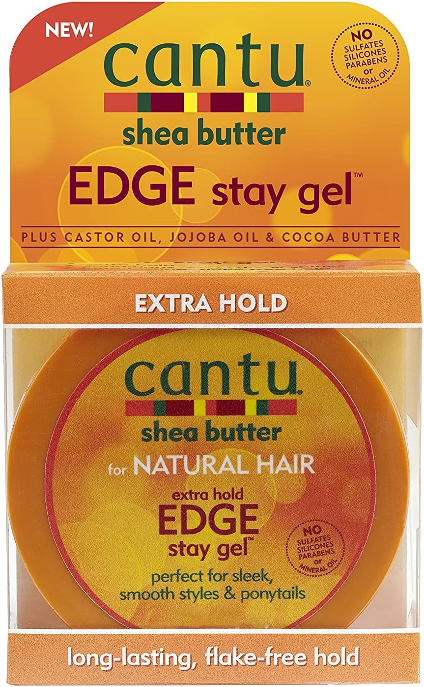 Cantu shea butter for natural hair extra hold edge stay gel, 2.25oz (64g)