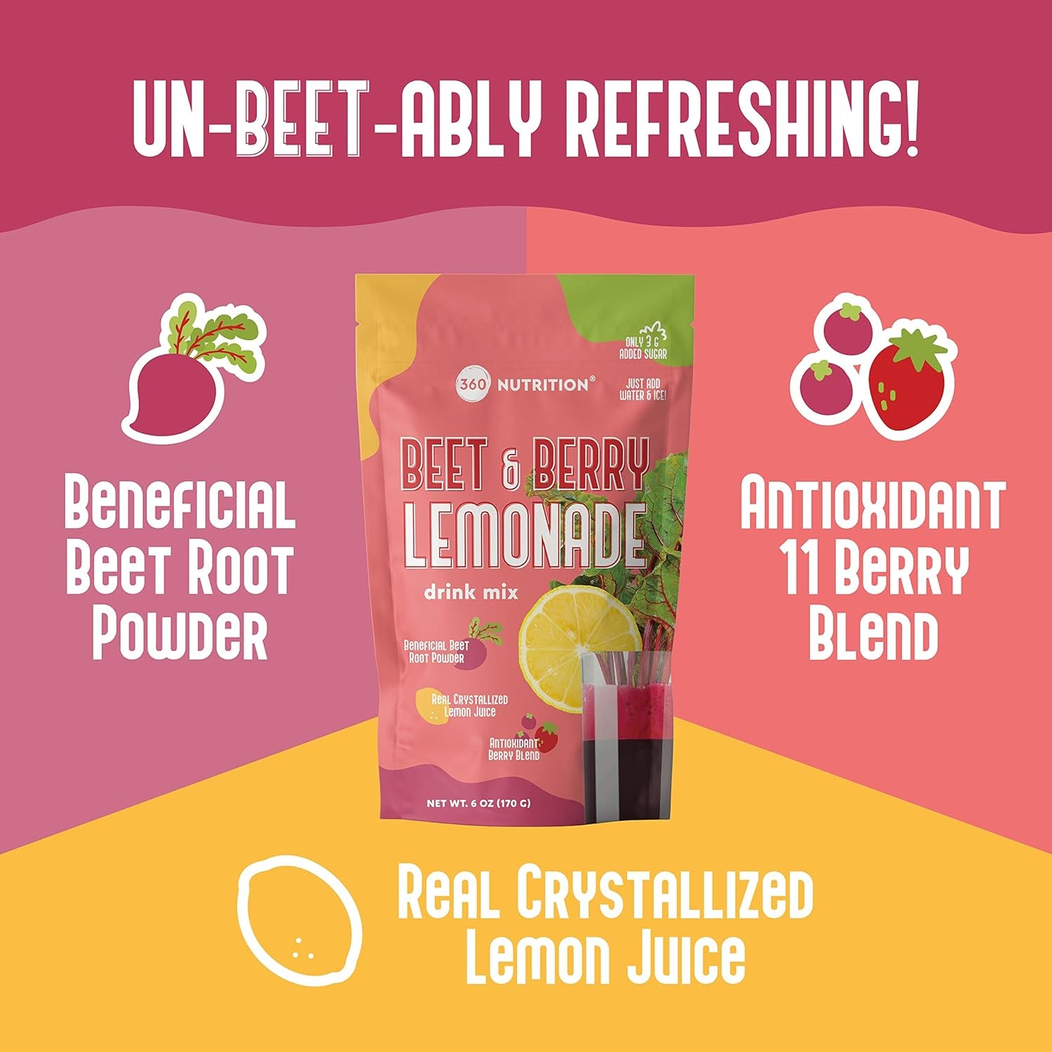 "Berry Lemonade Superfood Mix with Beet Root Powder - Antioxidant Rich Smoothie Blend"