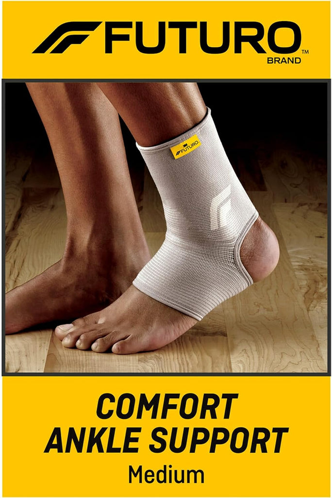 Futuro Comfort Ankle Support | Medium size | Beige color | 76582ENR | Provides inmediate compression for sore ankle | Mild support | Ankle support | 1 Unit/pack
