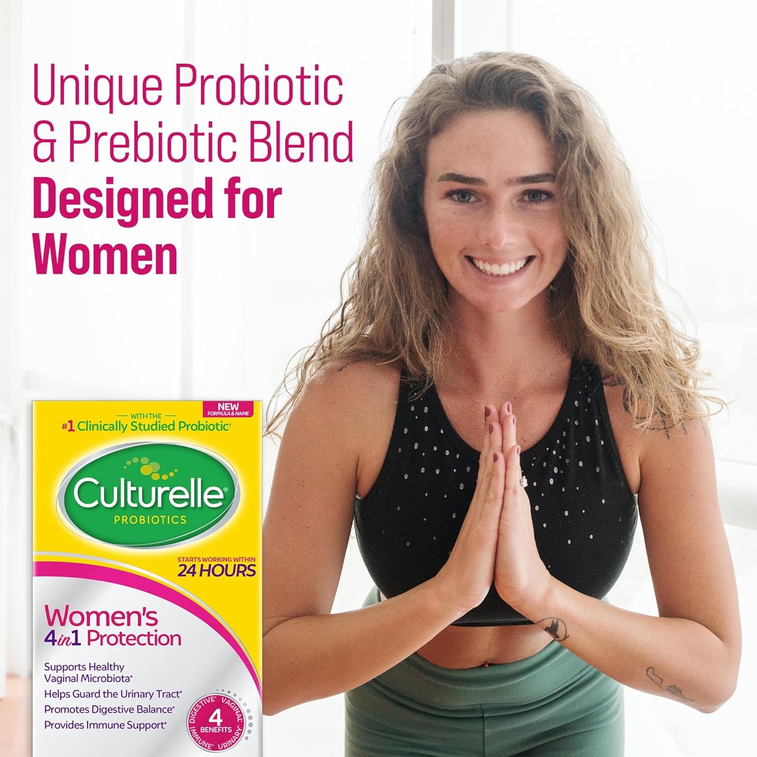 "Women's 4-In-1 Probiotic: Vaginal, Digestive & Immune Support - 30 Count"