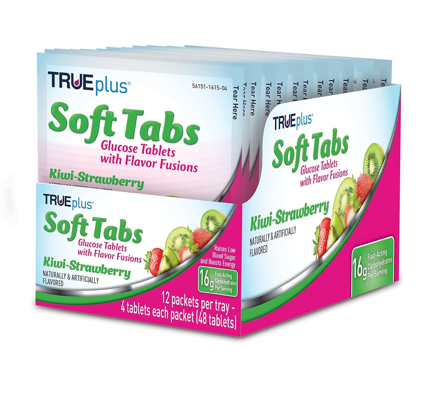 Trueplus® Soft Tabs Glucose Tablets – 12 Packs – 48 Tabs (Cherry Pop)