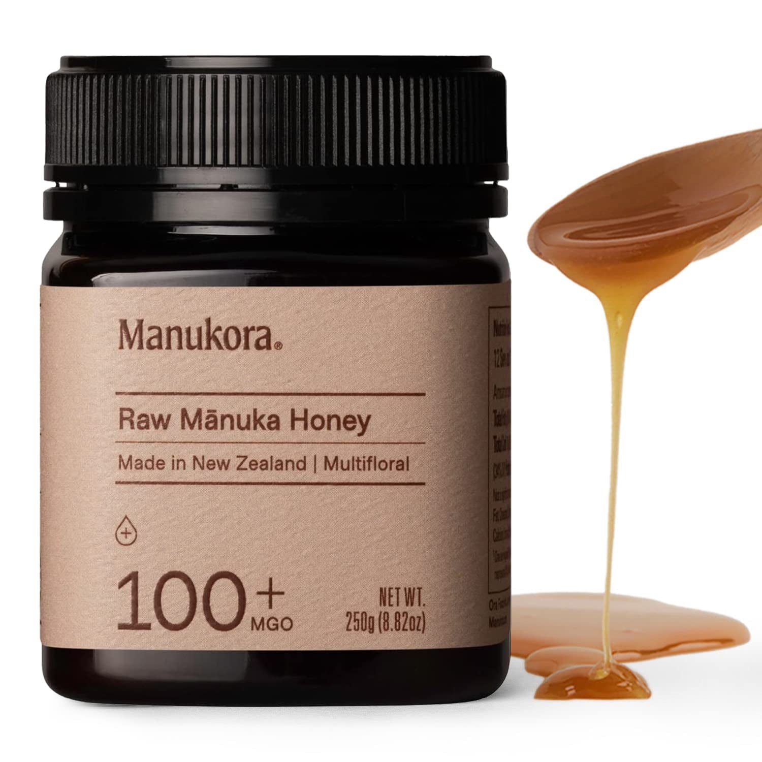Manukora Raw Manuka Honey, MGO 100+, New Zealand Honey, Non-Gmo, Traceable from Hive to Hand, Daily Wellness Support - 500G (1.1 Lb)