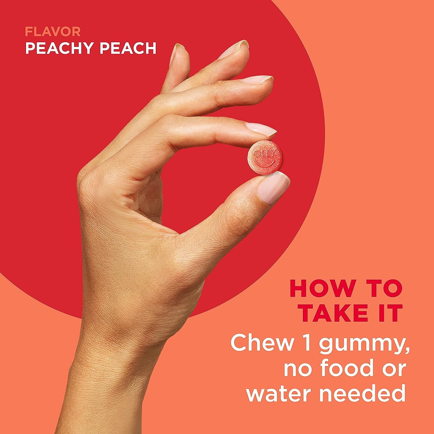"OLLY Peach Probiotic + Prebiotic Gummy - Digestive Support & Gut Health, 500 Million CFUs, Fiber, 30 Day Supply"