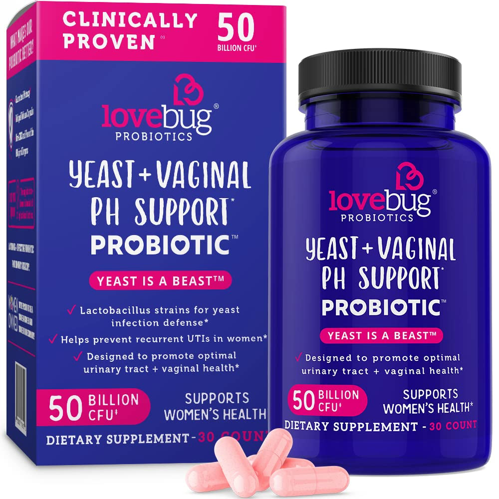 "Lovebug Yeast & Vaginal Health Support Capsules - 50 Billion CFU, 30ct"