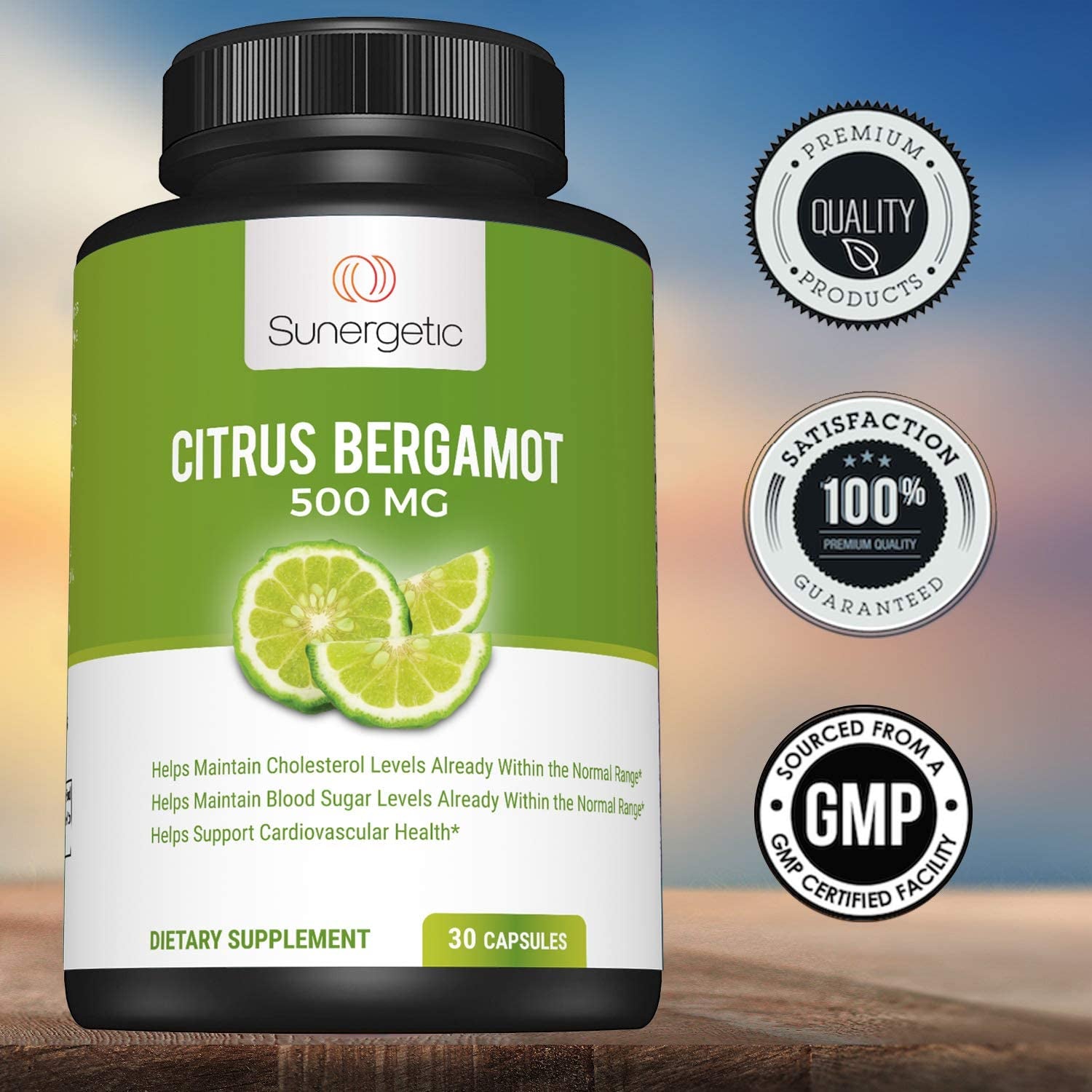 Sunergetic Bergamot Capsules–Formulated with Organic Bergamot Extract–Clinically Studied Bergamonte® to Support Healthy Cholesterol Levels within Normal Range–30 Citrus Bergamot Capsules - Free & Fast Delivery