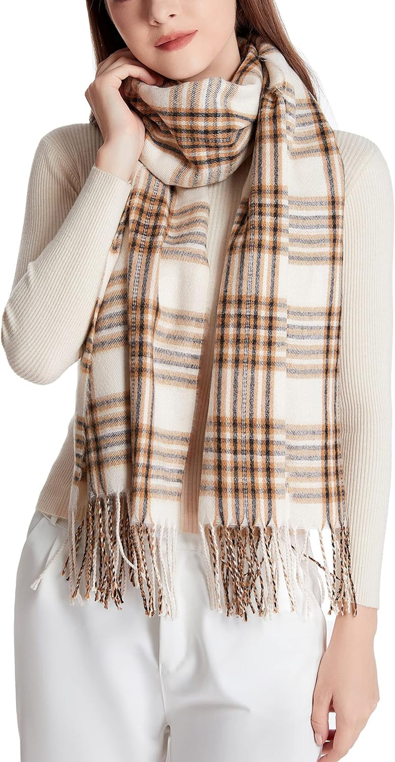 "Warm and Stylish: Wander Agio Women's Fashion Long Shawl - Stay Cozy with our Big Grid Winter Scarf"