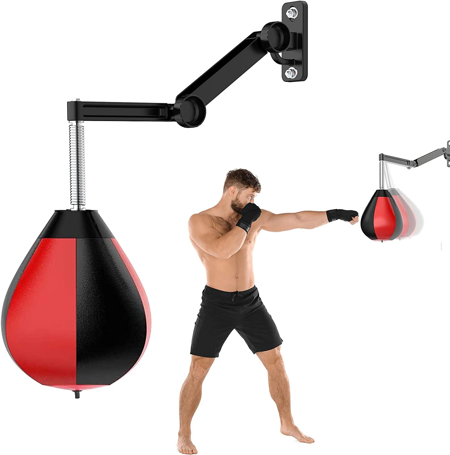 Speed Bag Boxing Punching Bag Wall Mount Height Adjustable Boxing Reflex Ball Speed Bag for Boxing Boxing for Adults Kids