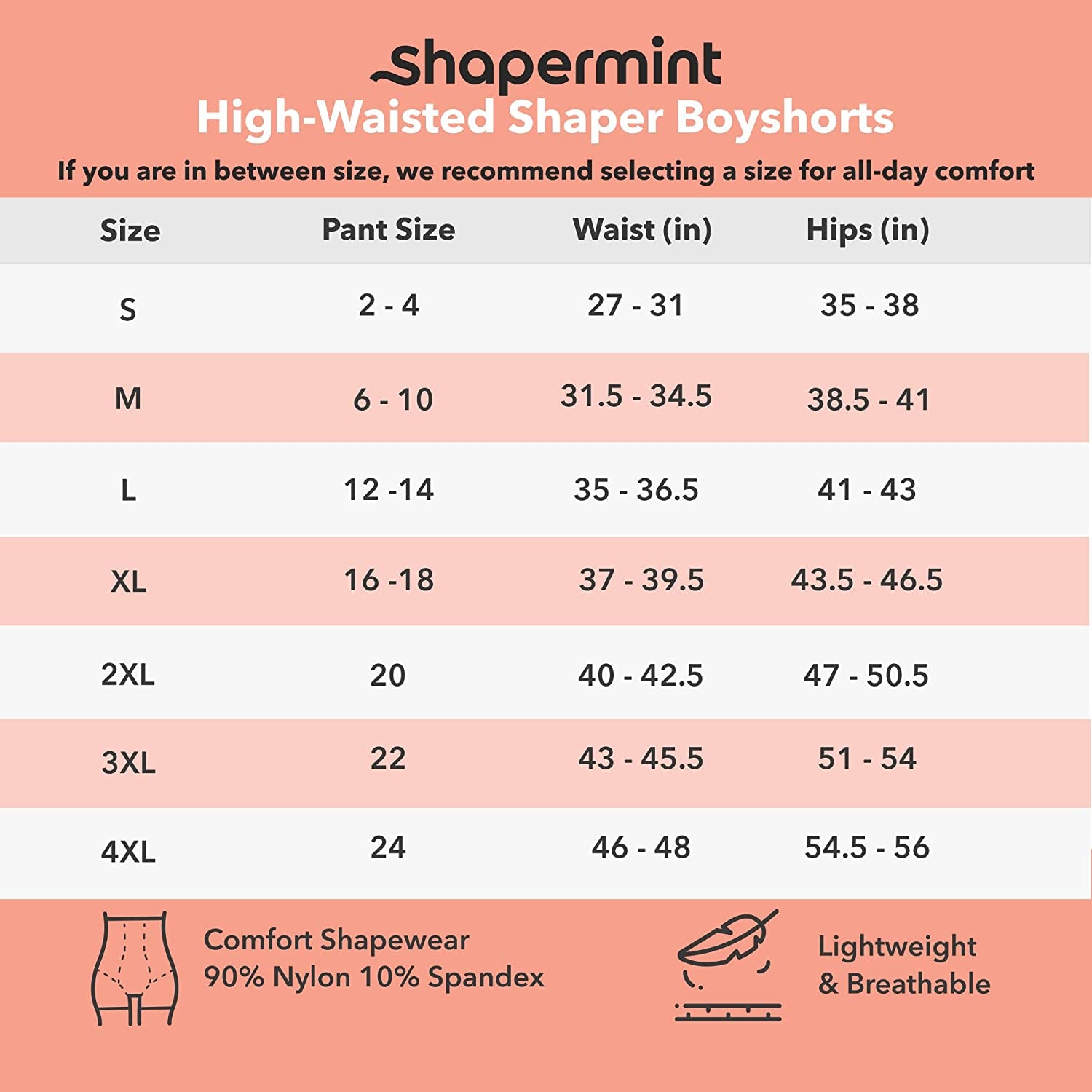 Shapermint High Waisted Body Shaper Boyshorts Tummy Control Waist Slimming and Back Smoothing Shapewear for Women plus Size