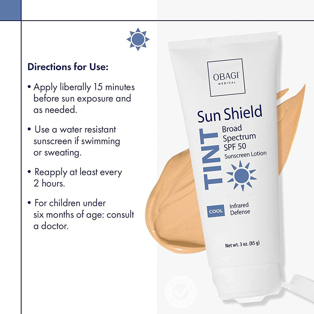 Sun Shield Broad Spectrum Sunscreen Lotion SPF 50, Cool Tint, 3 Oz