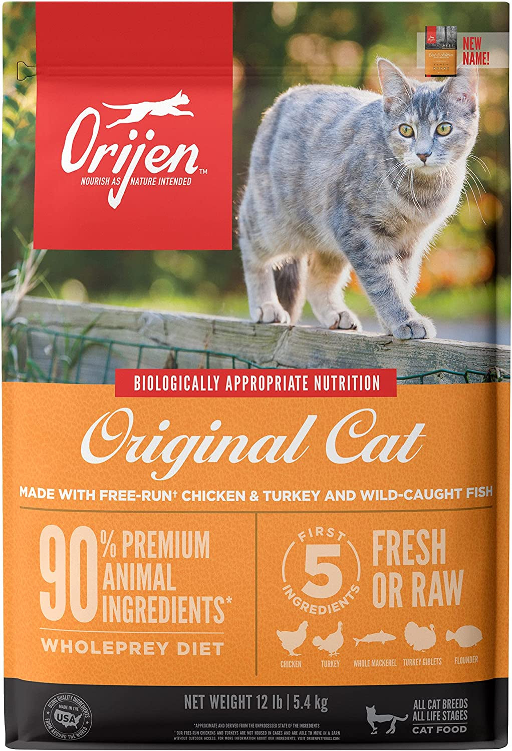 ORIJEN® Dry Original Cat Food Premium, High Protein, Fresh & Raw Animal Ingredients, 4Lb