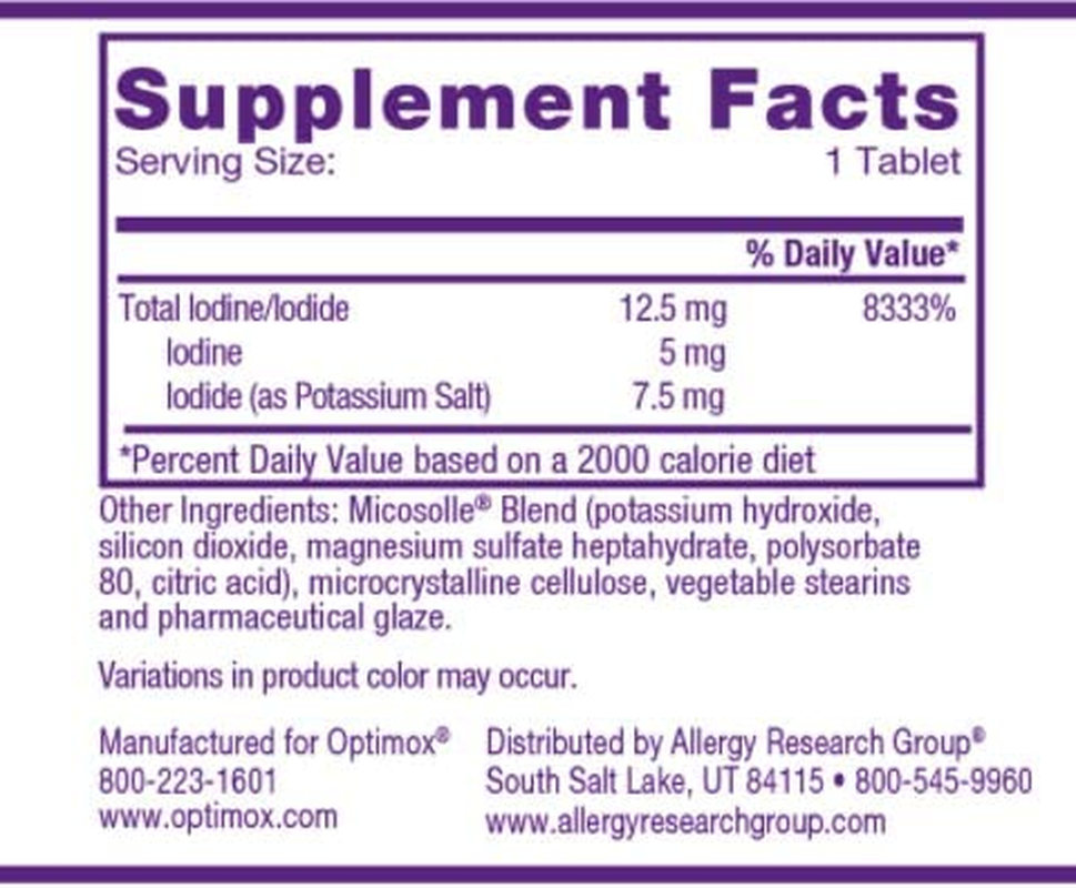 Optimox Iodoral 12.5 Mg - Original High Potency Lugol Solution Iodine Nutritional Supplement - Energy and Thyroid Support - 90 Tablets