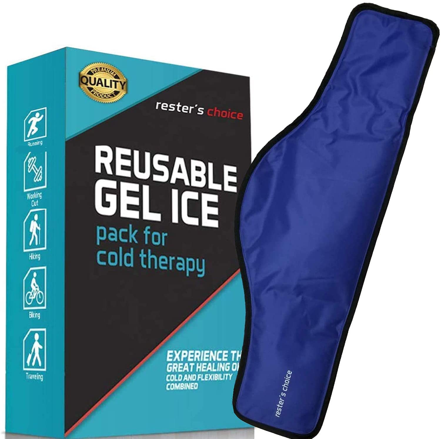 Rester'S Choice Gel Cold & Hot Packs (2-Piece Set) Medium 5X10 In. Reusable Warm or Ice Packs for Injuries, Hip, Shoulder, Knee, Back Pain – Hot & Cold Compress for Swelling, Bruises, Surgery