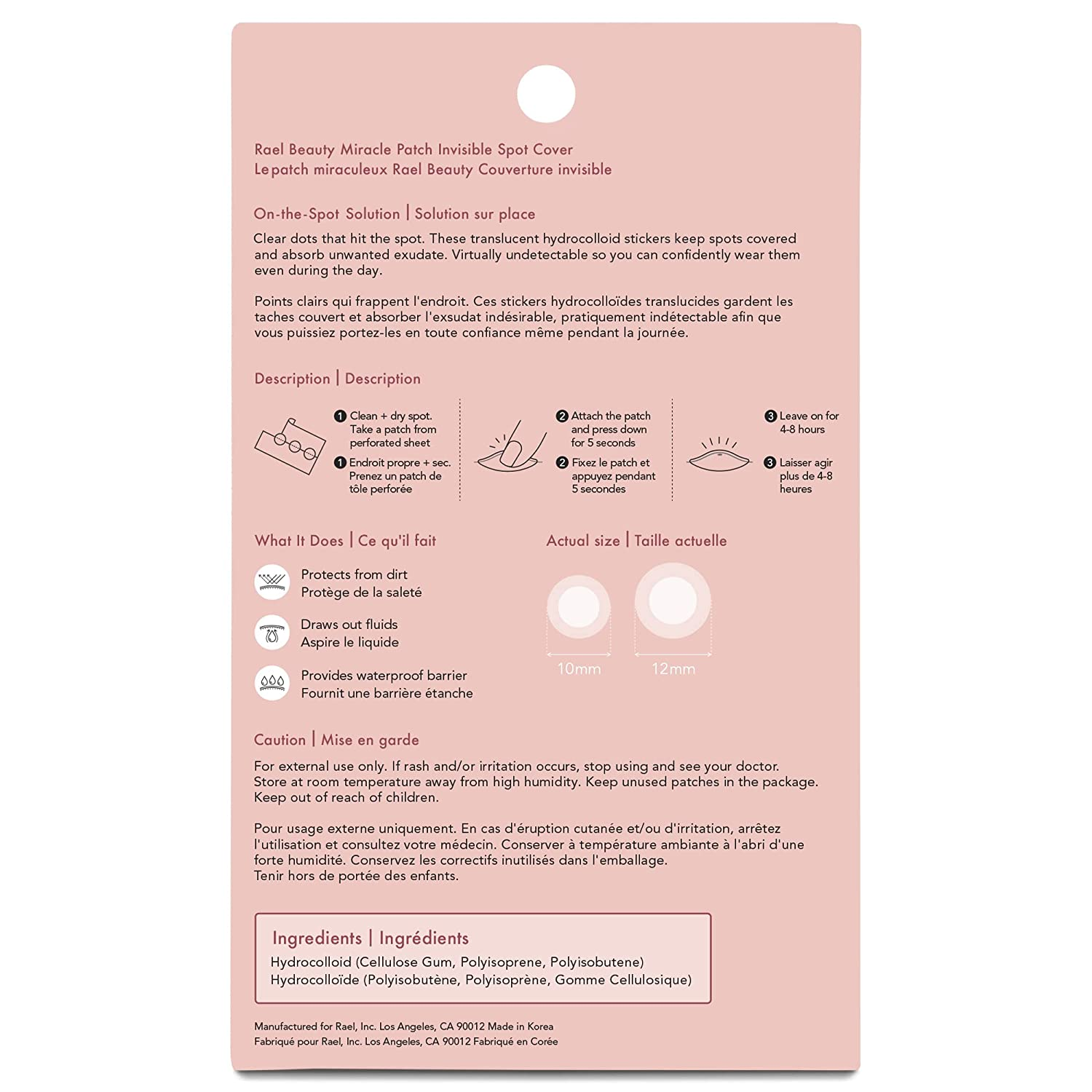 Rael Miracle Invisible Spot Cover - Hydrocolloid, Acne Pimple Absorbing Cover, Blemish Spot, Skin Care, Facial Stickers, 2 Sizes (96 Count)