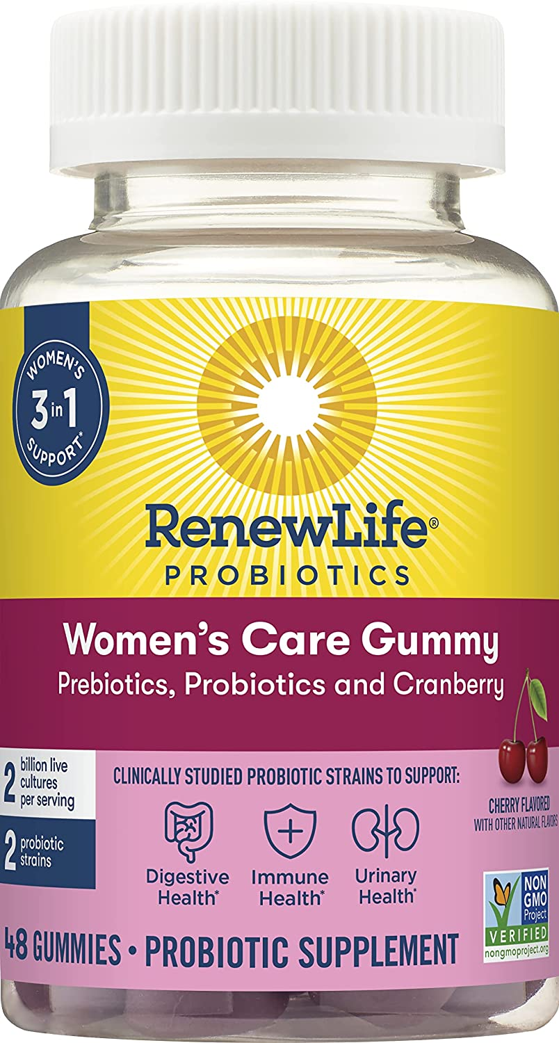 Renew Life Womens Care Gummy with Prebiotics, Probiotics and Cranberry; 48Ct. (Pack May Vary) (Package May Vary)