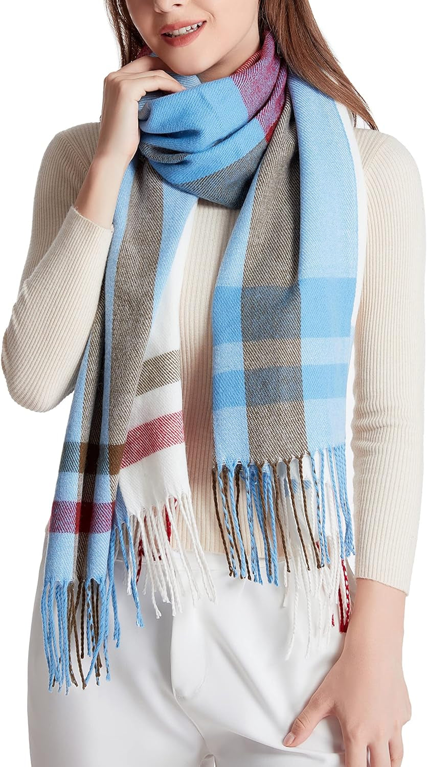 "Warm and Stylish: Wander Agio Women's Fashion Long Shawl - Stay Cozy with our Big Grid Winter Scarf"