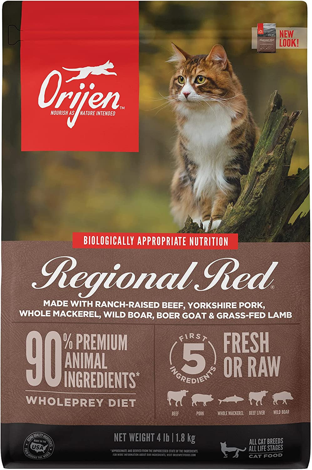 ORIJEN® Dry Original Cat Food Premium, High Protein, Fresh & Raw Animal Ingredients, 4Lb