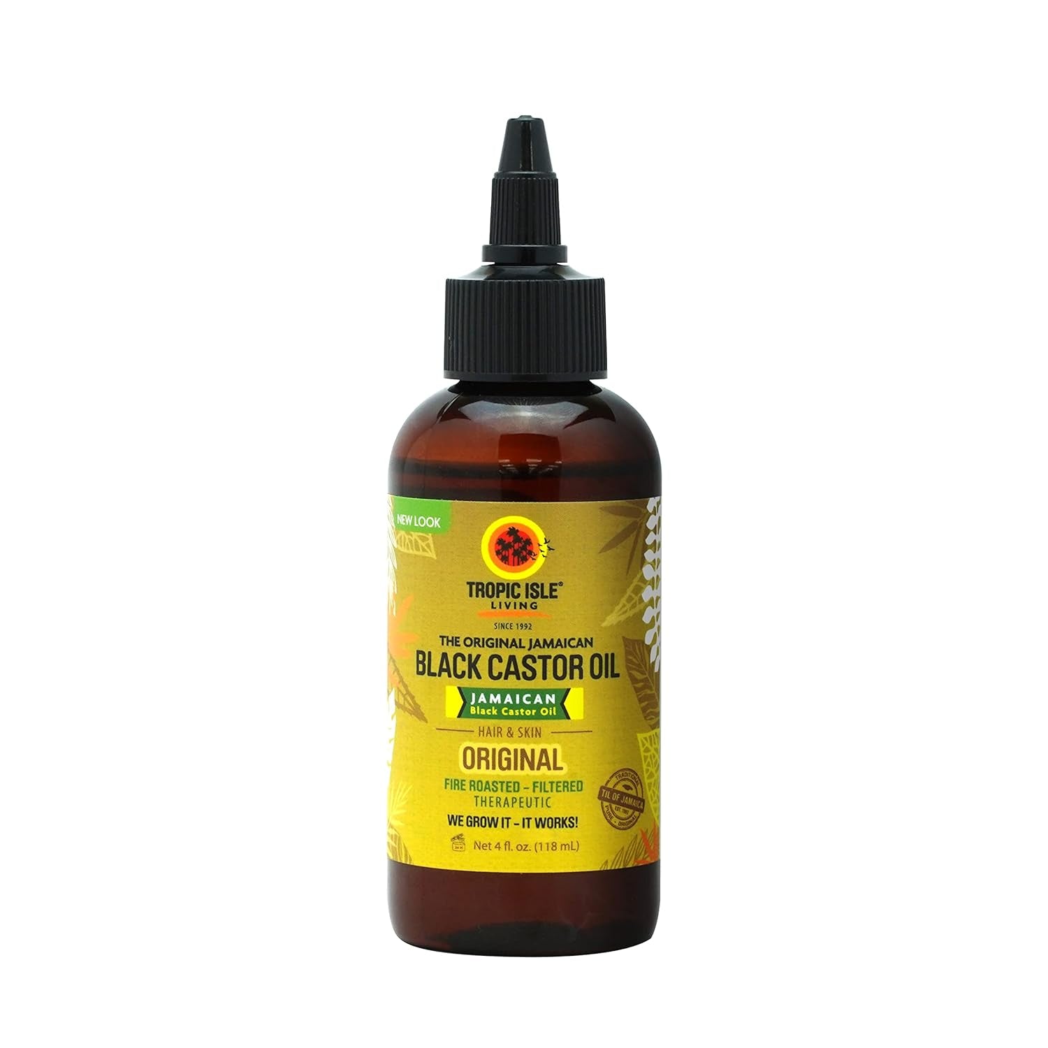 Tropic Isle Living Jamaican Black Castor Oil Glass Bottle (4 Oz)