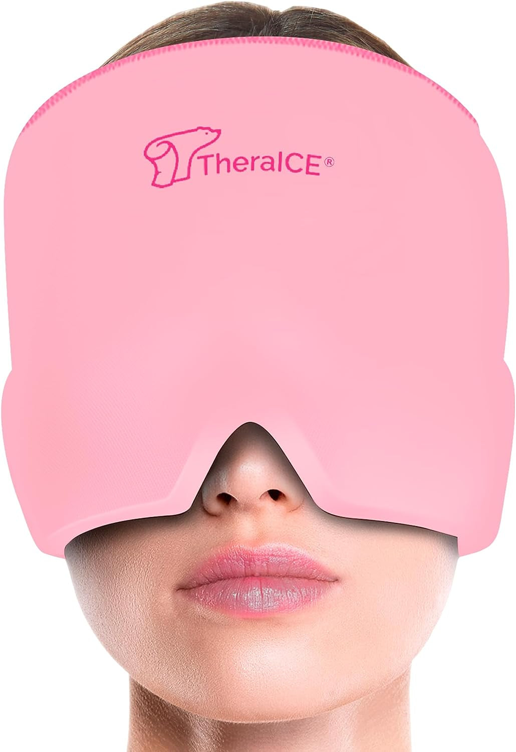 Theraice Migraine Relief Cap, Soothing Headache Ice Pack Mask Products, Cooling Gel Hat, Face Cold Compress Head Wrap for Tension, Stress & Hangover