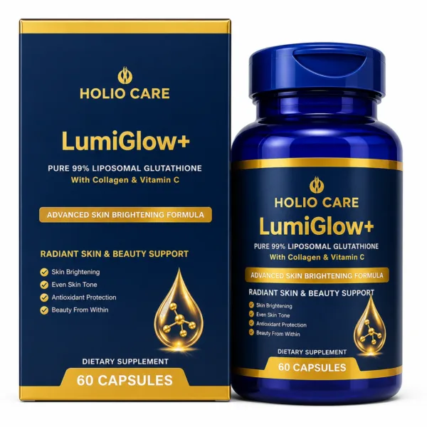 Holio Care LumiGlow+ liposomal glutathione capsules with collagen and vitamin C for skin brightening, 60 capsules