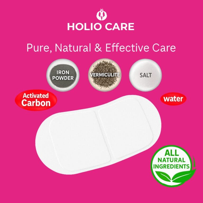 Self-warming heat patch — ingredients panel, Holio Care UAE