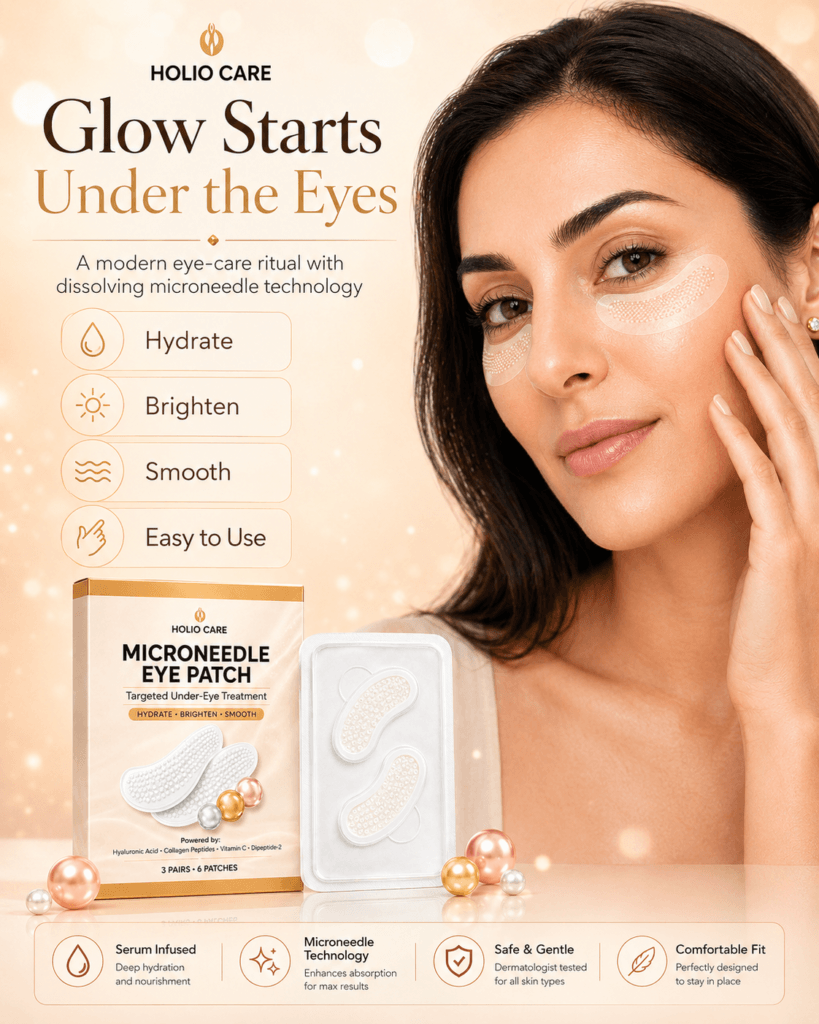 Holio Care Microneedle Eye Patch for the appearance of dark circles and puffiness, hydrating under-eye patches